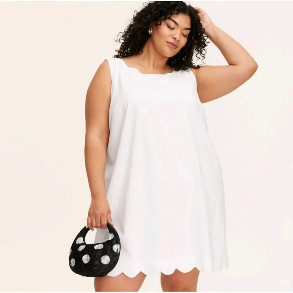 🆕👗Kate Spade New York Women's White Scalloped Mini Shift Dress, Sz 3XL